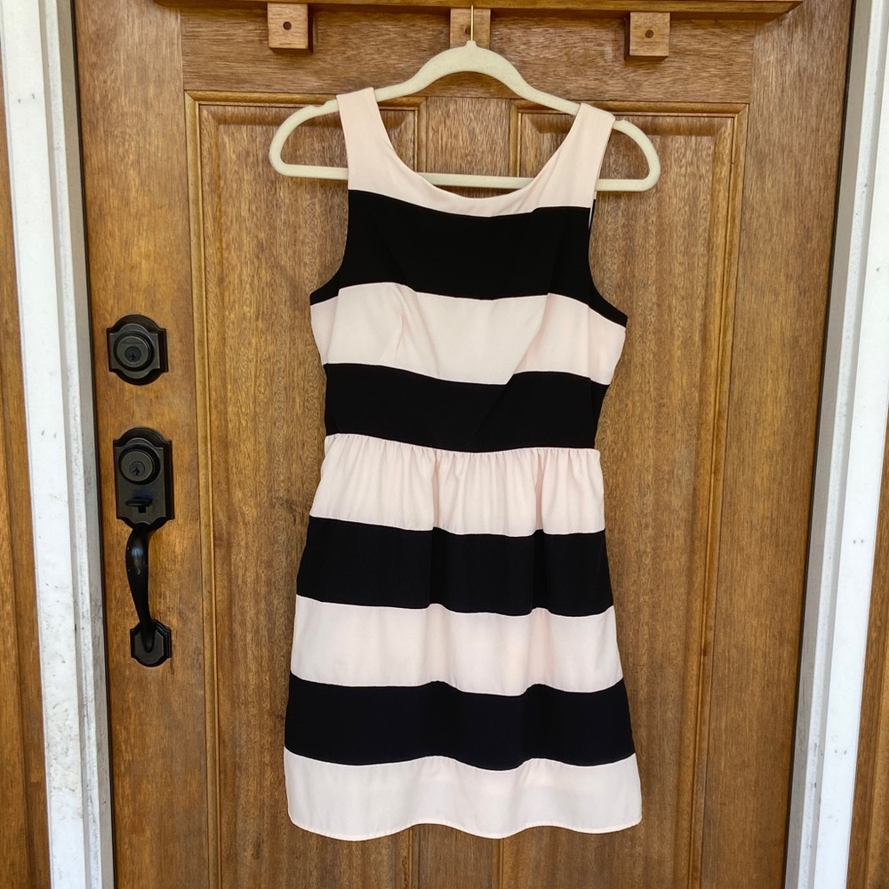 Rhapsody | Black/cream thick striped dress, medium